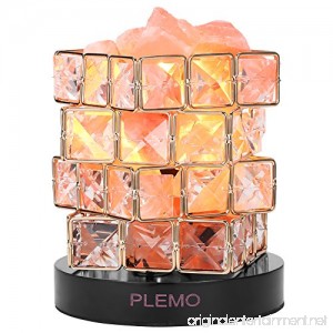 Plemo Himalayan Pink Salt Lamp Bedside Lamp with Natural Himalayan Rock UL Listed Cord and Dimmer Switch with 2 x Bulbs - B01MS8MQK6