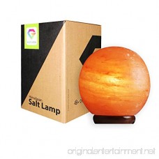 SALT GEMS Himalayan Salt Lamp Globe Air Purifying Pink Salt - Dimmer Cord 15 Watt Bulb With Wood Base - B06XDWZMRT