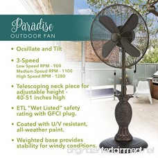 Designer Aire Oscillating Outdoor Standing Floor Fan for Quick Cooling 3-Speed 900 1100 1280 RPM Settings Whisper Quiet with Adjustable 40-51 Inches Height Fits Your Home Décor - B073XVXQB7