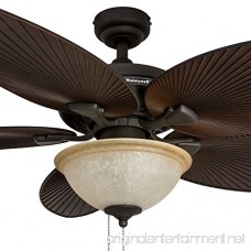 Honeywell Palm Island 52-Inch Tropical Ceiling Fan with Sunset Glass Bowl Light Five Palm Leaf Blades Indoor/Outdoor Bronze - B00KGKF5UE