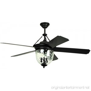 Litex E-KM52ABZ5CMR Knightsbridge Collection 52-Inch Indoor/Outdoor Ceiling Fan with Remote Control Five Dark Aged Bronze ABS Blades and Single Light Kit with Hammered Glass Works with Alexa - B00A8D11QG