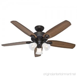 Hunter 53238 Builder Plus 52-Inch Ceiling Fan with Five Harvest Mahogany/Brazilian Cherry Blades and Swirled Marble Glass Light Kit New Bronze - B00ESVXSHY