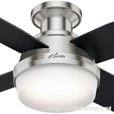 Hunter 59243 Dempsey Low Profile With Light Brushed Nickel Ceiling Fan With Light & Remote 44 Inch - B01CDG05NK