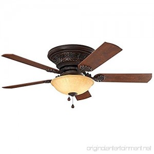 Lynstead 52-in Specialty Bronze Flush Mount Indoor Residential Ceiling Fan with LED Light Kit - B072YBL27G