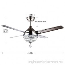 Tropicalfan Crystal Modern Ceiling Fan Remote Control Home Decoration Living Room Dinner Room Simple Modern LED Mute Electric Fan Chandeliers 4 Stainless Steel Blades 44 Inch - B073S58XYW