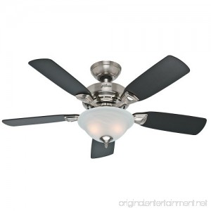 Hunter 52081 Caraway 44-Inch Brushed Nickel Ceiling Fan with Five Burnt Walnut/Roasted Walnut Blades and a Light Kit - B00EHMKPAW