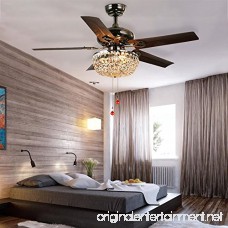 LuxureFan Retro Crystal Ceiling Fan Light with Elegant Crystal Cover and 5 Premium Metal Leaves Elegant for Modern Living Room Restaurant Pull Chain Control of 42Inch - B073P1FBV4