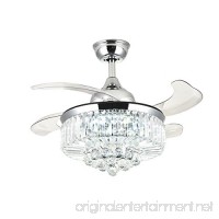 Moooni Dimmable Crystal Ceiling Fans with Lights and Remote Modern Invisible Retractable Chandelier Fan Light LED Lighting-Polished Chrome 36" - B07CQKJT8F