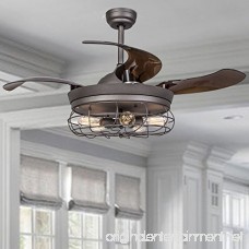 Parrot Uncle Ceiling Fans with Light 42 inches Vintage Farmhouse Fan Industrial Chandelier Fans with Retractable Baldes Remote Control 5-Light Antique Grey - B078JF8PDR