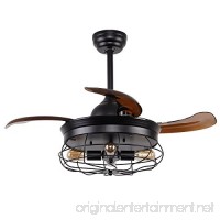 Parrot Uncle Ceiling Fans with Lights 36'' Vintage Farmhouse Fan Industrial Chandelier Fans with Retractable Blades  Remote Control  4 Edison Bulbs Needed  Black Painted Finished - B07799QWNN