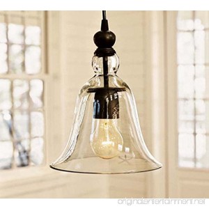 WINSOON Ecopower 1 Light Vintage Hanging Big Bell Glass Shade Ceiling Lamp Pendent Fixture - B015MM1I10