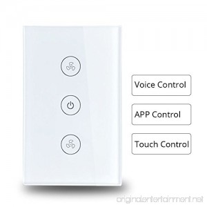 WiFi Ceiling Fan Wall Switch Work with Amazon Alexa Wifi APP Timer Speed Group Control Speed Regulation Home Wall Switches - B07FVXB498